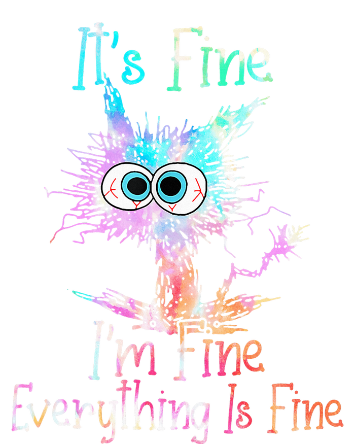 Its Fine Im Fine Everything Is Fine Tie Dye Cat Kids Hoodie