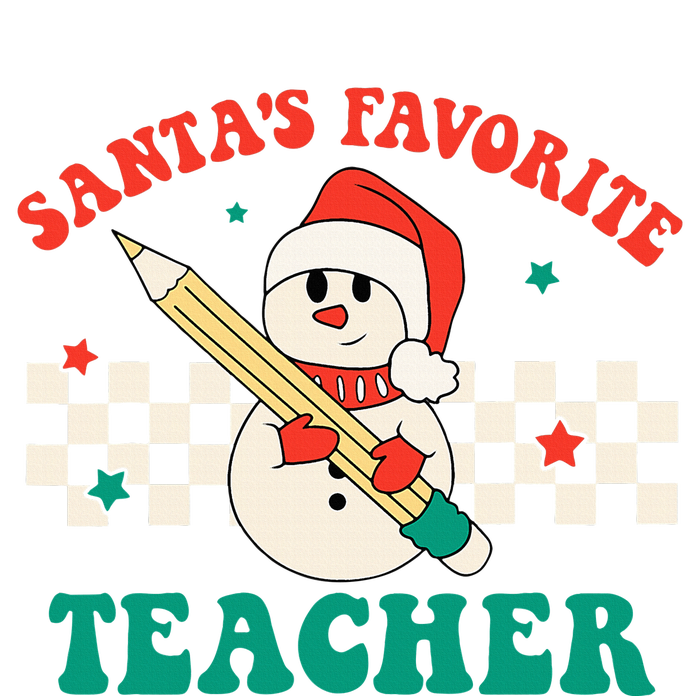 Santas Favorite Teacher Snowman Groovy Retro Christmas Xmas T-Shirt