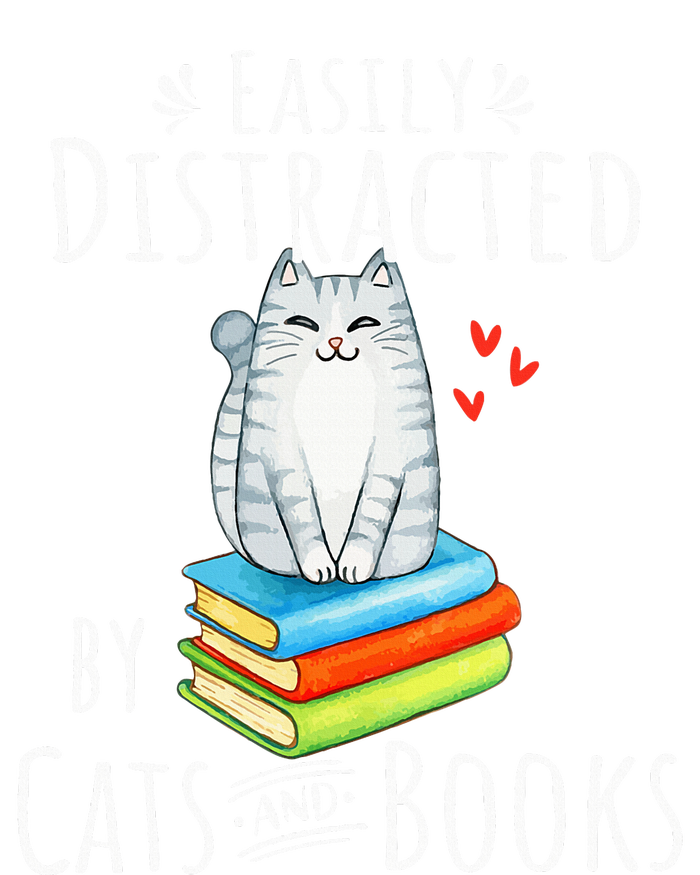 Easily Distracted By Cats And Books Funny Cat & Book Lover Zip Tote Bag