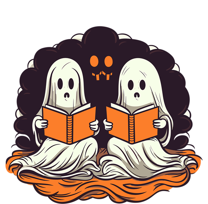 Cute Ghost Reading Books Halloween Book Cool Gift Full-Length Apron With Pockets