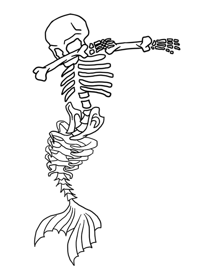 Dabbing Mermaid Skeleton Halloween Creepy Dab Dance Humor Funny Gift T-Shirt