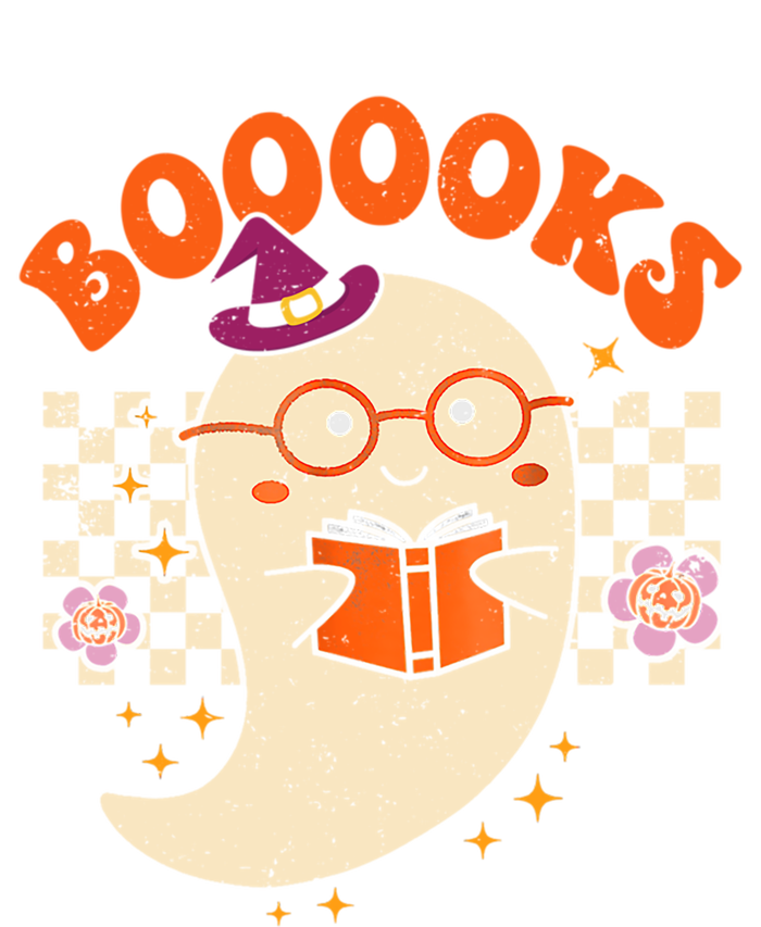 Books Ghost Reading Boooks Retro Groovy Halloween Teacher Gift Women's V-Neck T-Shirt