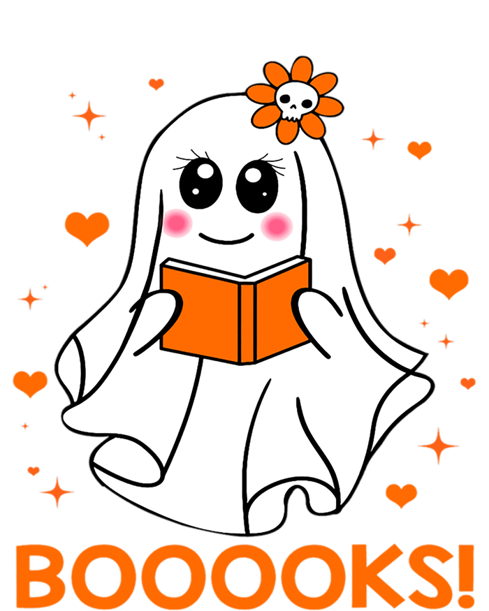 Booooks Cute Ghost Boo Reading Library Books Halloween Funny Gift V-Neck T-Shirt