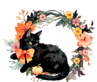 Floral Halloween Wreath Cute Black Cat Dry Zone Grid Polo