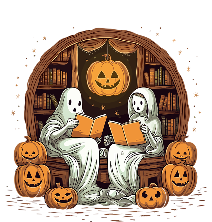 Cute Ghost Reading Books Halloween Librarian Book Gift Women's T-Shirt