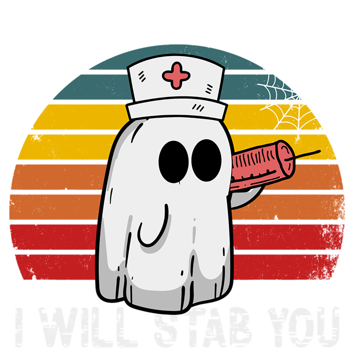 Funny Halloween Nurse Ghost I Will Stab You Retro Gift Magnet