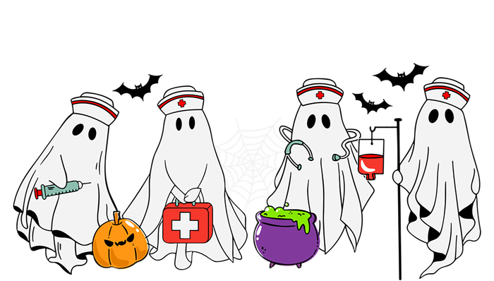 Ghost Nurses Halloween Crew Funny Costume Scrub Top Gift Toddler Sweatshirt