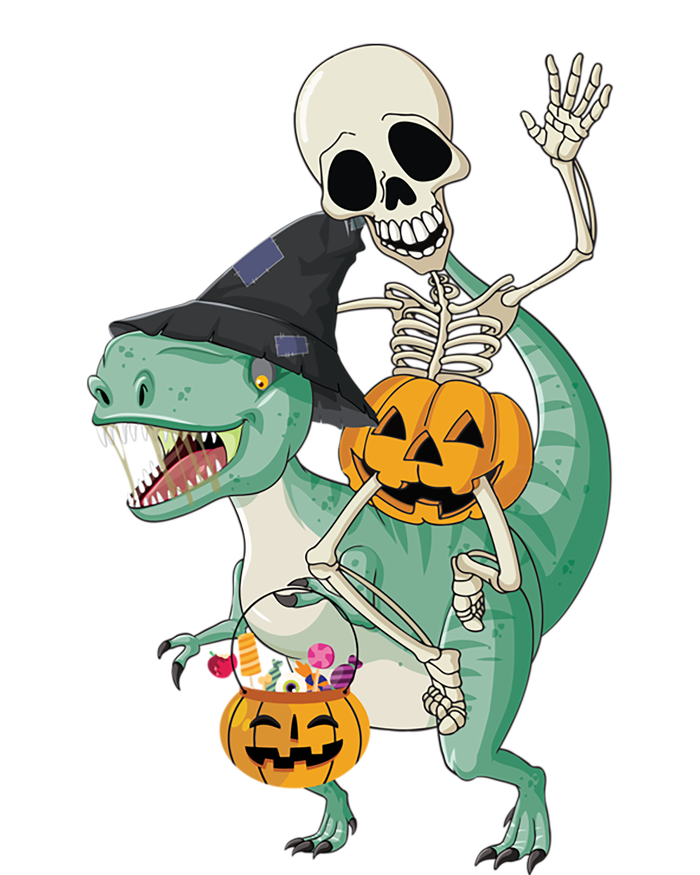 Halloween Skeleton Dinosaur Gift Pumpkin TRex Gift Long Sleeve Shirt