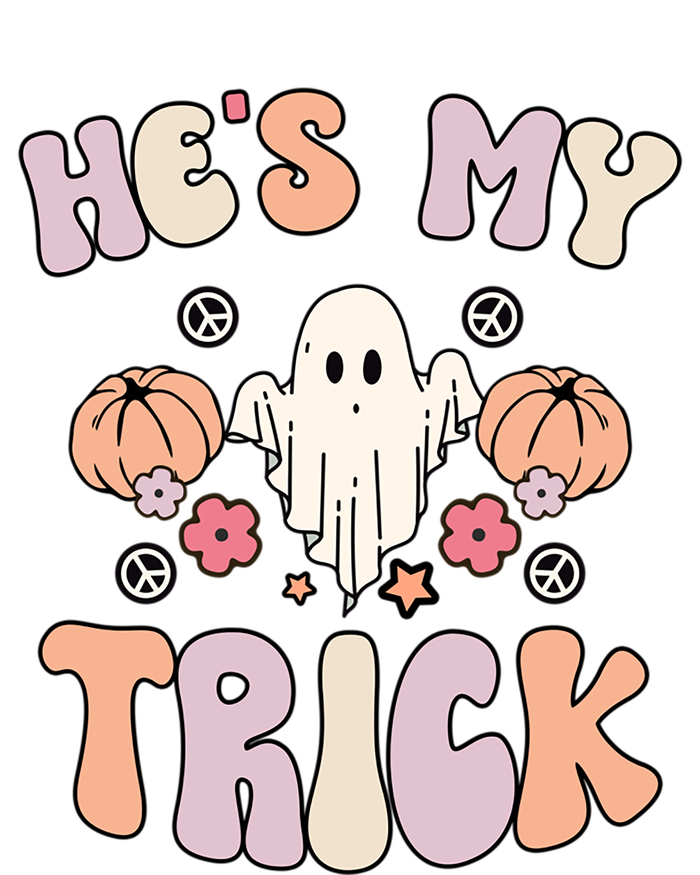 Hes My Trick Shes My Treat Groovy Halloween Ghost Matching Gift Striped Beanie with Solid Band