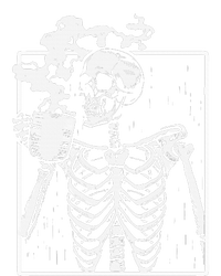 Skeleton Drinking Coffee Front Design White Premium T-Shirt