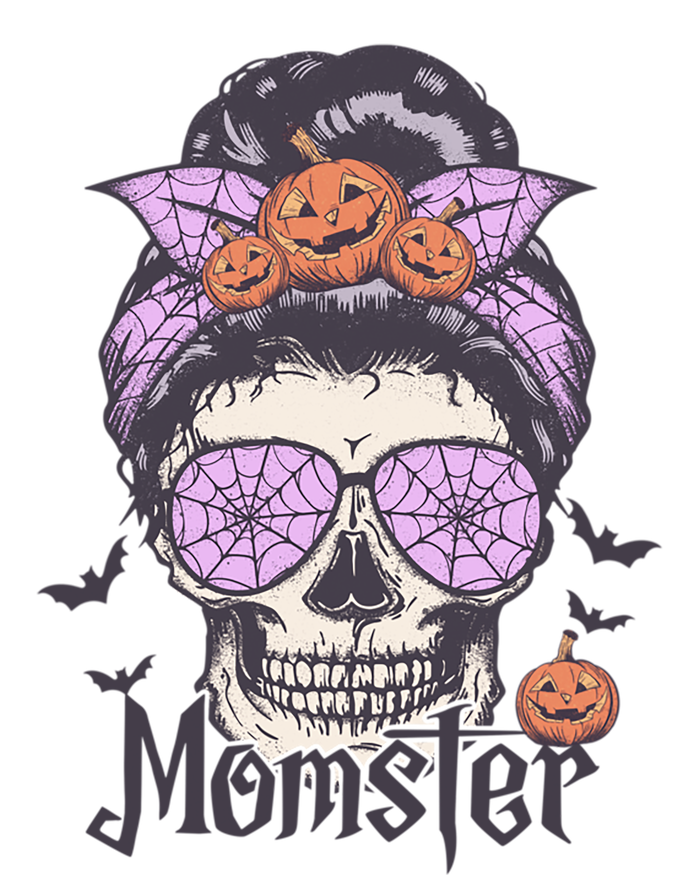 Momster Gift Funny Messy Bun Skeleton Spooky Halloween Cool Gift T-Shirt