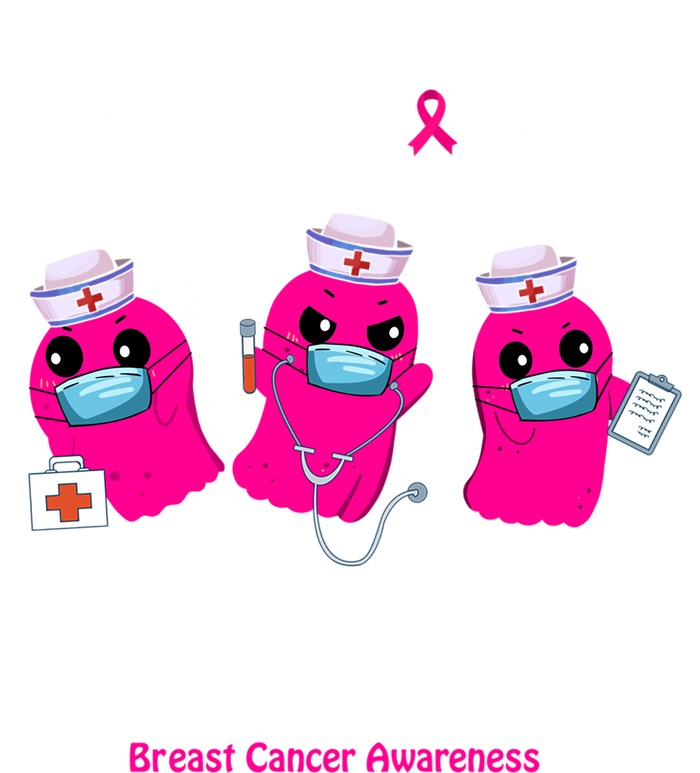 Nobody Fights Alone Boo Ghost Nurse Breast Cancer Scrub Gift T-Shirt