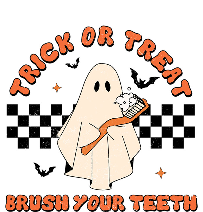 Halloween Trick Or Treat Brush Your Teeth Dental Ghost Funny Cool Gift Ladies Long Sleeve Shirt