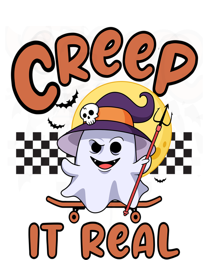 Creep It Real Vintage Retro Ghost On Skateboard Checkerboard Gift Valucap Bio-Washed Visor