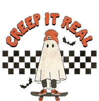 Funny Halloween Creep It Real Retro Skateboarding Ghost Full-Length Apron With Pockets