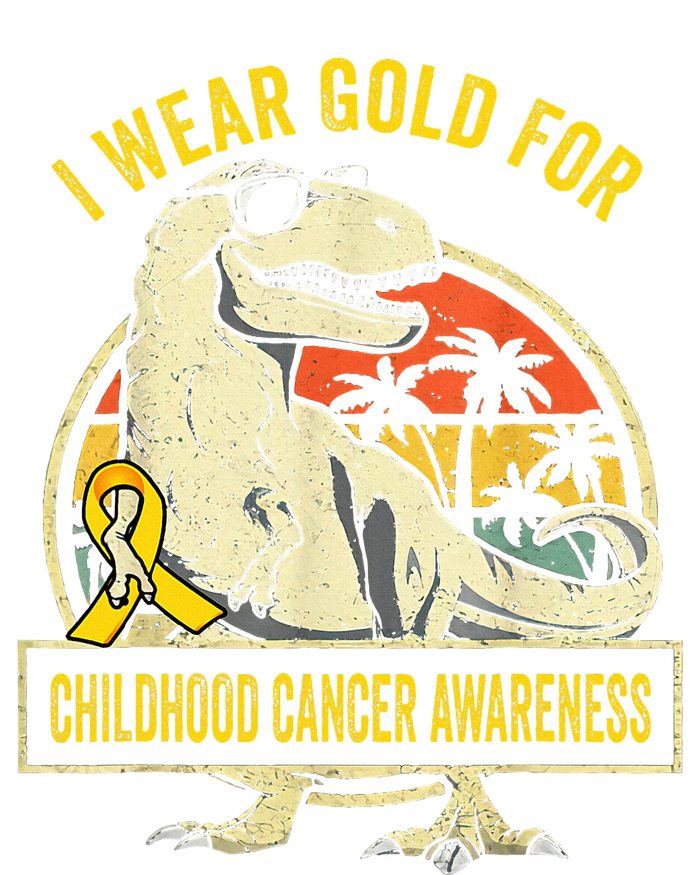 I Wear Gold For Childhood Cancer Awareness Dinosaur T-Shirt