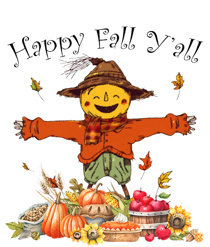 Happy Fall Yall Scarecrow Pumpkin Thanksgiving Halloween Premium Crewneck Sweatshirt