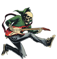 Halloween Skeleton Playing Guitar Rock And Roll Band Flat Bill Trucker Hat