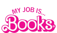 My Job Is Books Retro Pink Style Reading Books Pom Pom 12in Knit Beanie