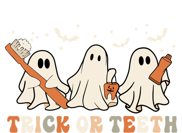 Trick Or Teeth Toothbrush Funny Boo Retro Pumpkin Halloween Gift T-Shirt