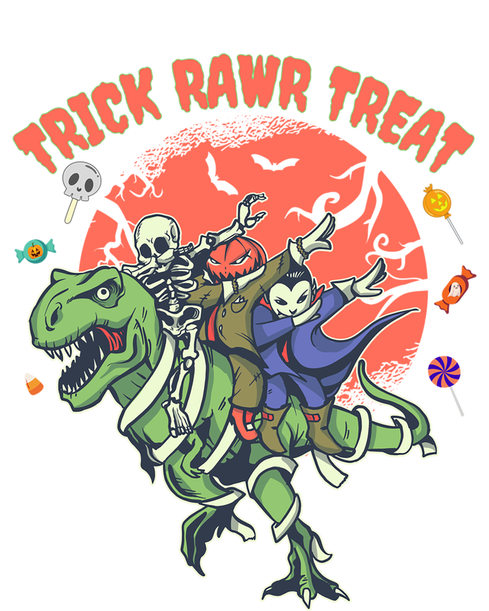 Trick Rawr Treat Halloween Dabbing Skeleton Trex Pumpkin Gift T-Shirt