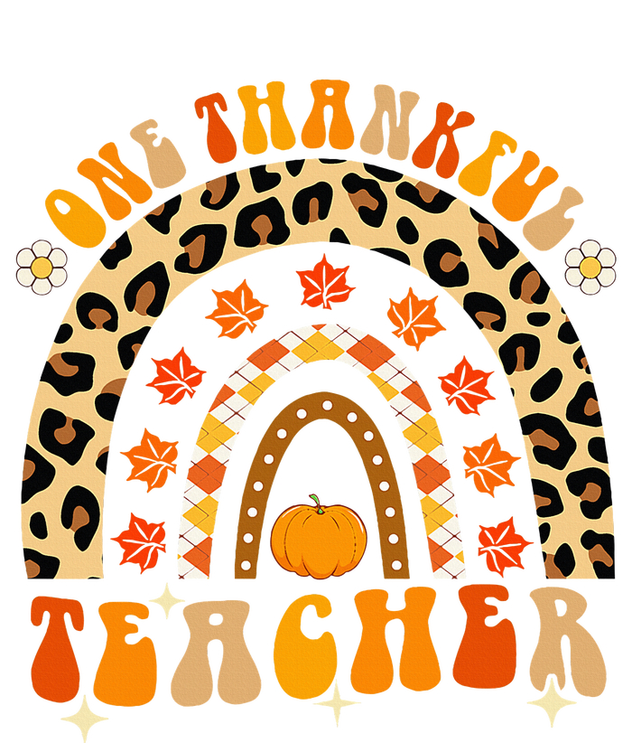 One Thankful Teacher Thanksgiving Rainbow Leopard Fall Women's T-Shirt