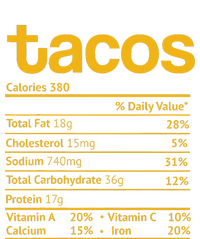 Tacos Nutrition Facts Funny Thanksgiving Christmas Food T-Shirt