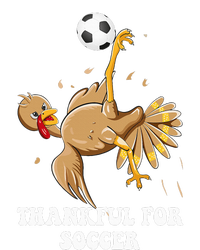 Thankful For Soccer Funny Turkey Bicycle Kick Thanksgiving Striped Beanie with Solid Band