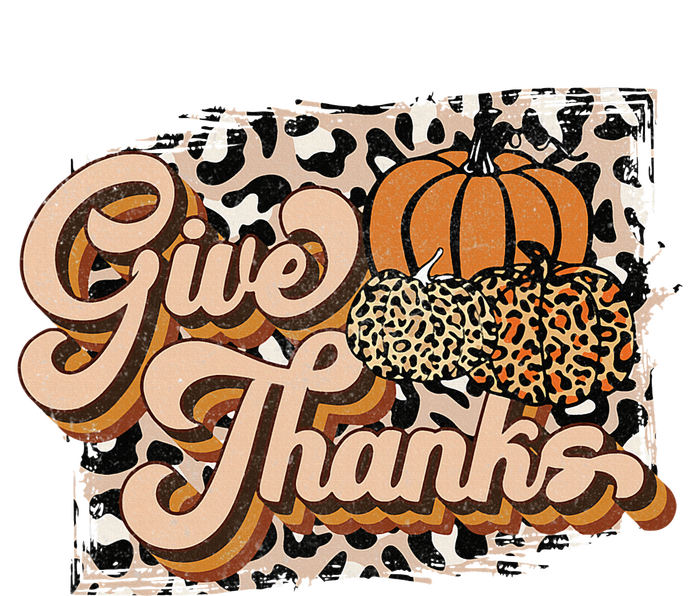 Retro Leopard Give Thanks Pumpkin Season Happy Thanksgiving T-Shirt