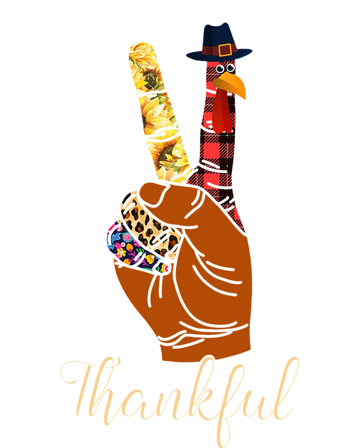 Thankful Thanksgiving Turkey Peace Hand Sign Cooling Performance Long Sleeve Crew