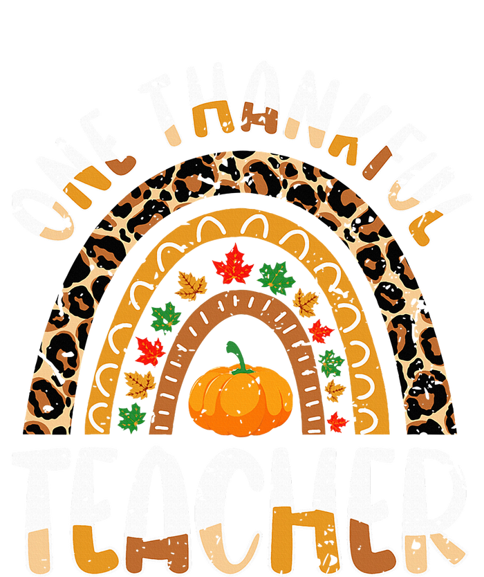 One Thankful Teacher Cute Thanksgiving Rainbow Leopard Fall Women's Crop Top Tee