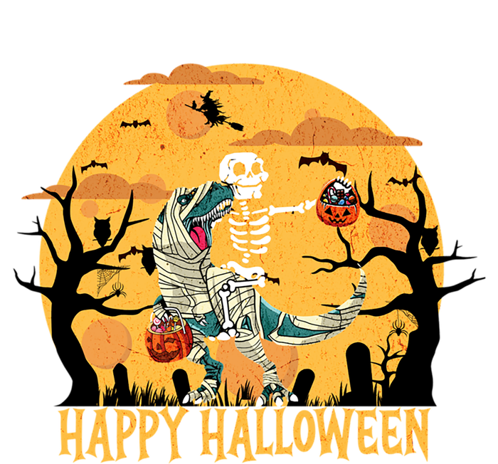 Skeleton Riding Mummy Dinosaur T Rex Halloween Funny Pumpkin Great Gift Kids Hoodie