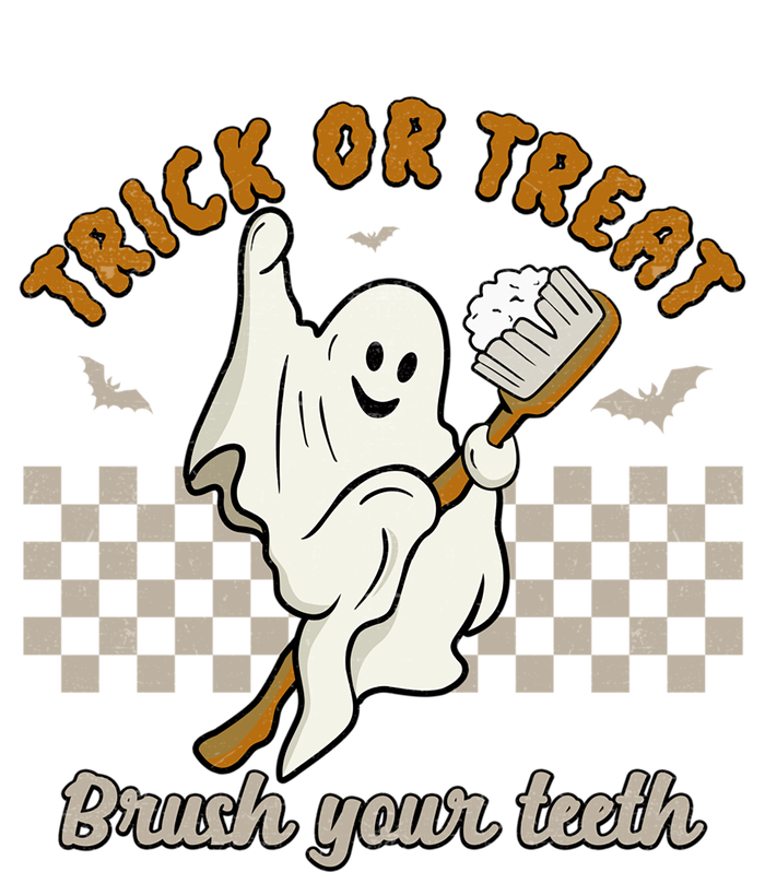 Trick Or Treat Brush Your Teeth Halloween Cute Ghost Dentist Gift Canvas