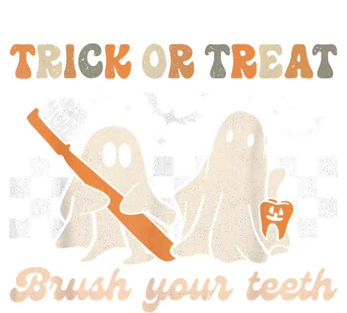 Trick Or Treat Brush Your Teeth Retro Halloween Dentist Gift Zip Tote Bag