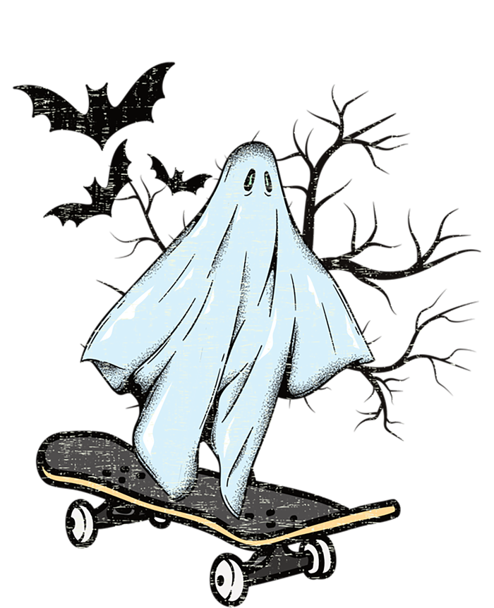 Ghost Skateboard Halloween Costume Adult And Art Skater Gift Ladies Long Sleeve Shirt