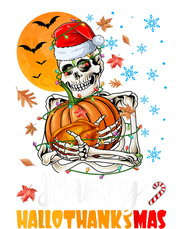 Funny Santa Skeleton Turkey & Pumpkin Happy HalloThanksMas Women's Racerback Tank