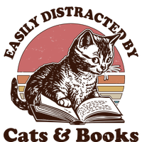 Vintage Easily Distracted By Cats And Books T-Shirt