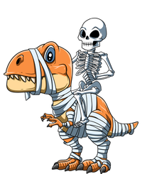 Skeleton Riding Mummy Dinosaur Halloween TRex Gift T-Shirt