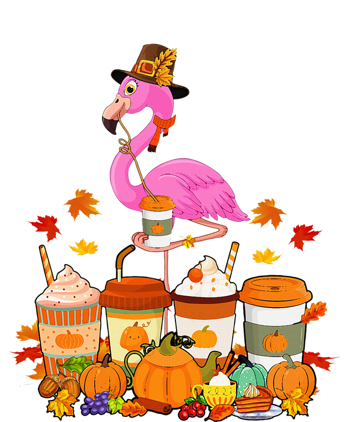 Thanksgiving Flamingo Wearing Hat Fall Coffee Cups Lover T-Shirt