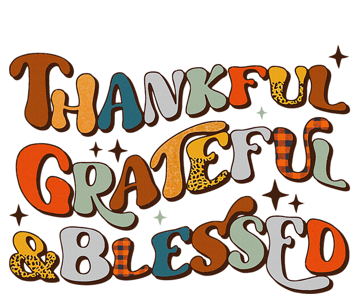 Retro Thankful Grateful Blessed Fall Colors Thanksgiving T-Shirt