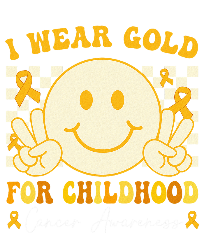 I Wear Gold For Childhood Cancer Awareness Boy Kids Groovy T-Shirt