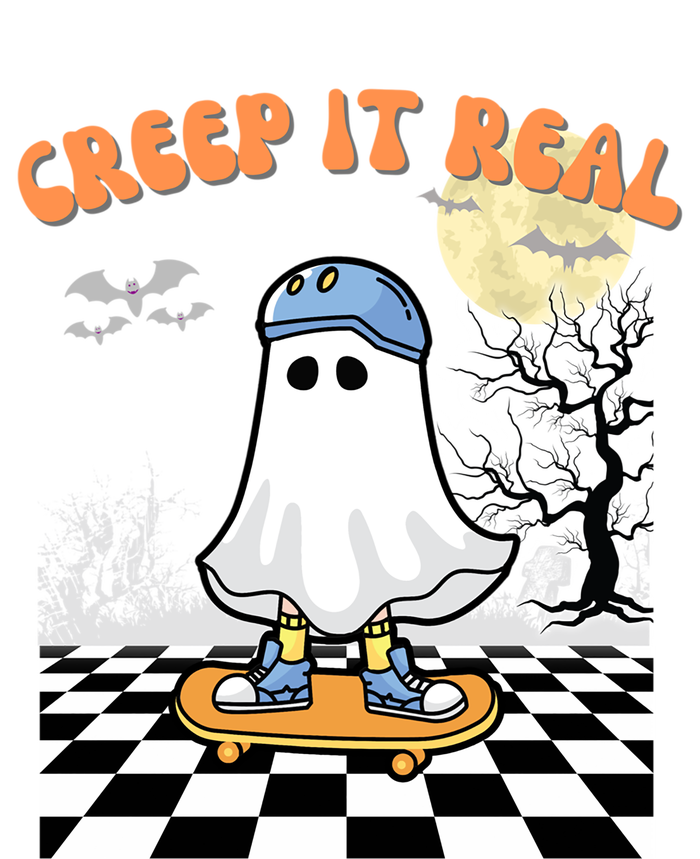 Groovy Halloween Creep It Real Retro Skateboarding Ghost Gift T-Shirt