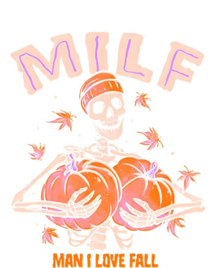 Milf I Love Fall Funny Skeleton Pumpkin Halloween Gift Full-Length Apron With Pockets