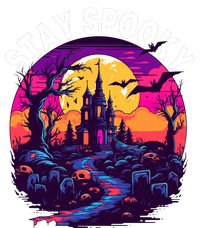 Title: Stay Spooky Graveyard Spooky Haunted House Funny Halloween Flat Bill Trucker Hat