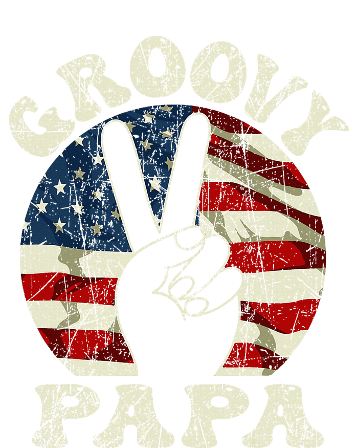 Groovy Papa 70s Aesthetic USA Flag Groovy Dad Women's V-Neck T-Shirt