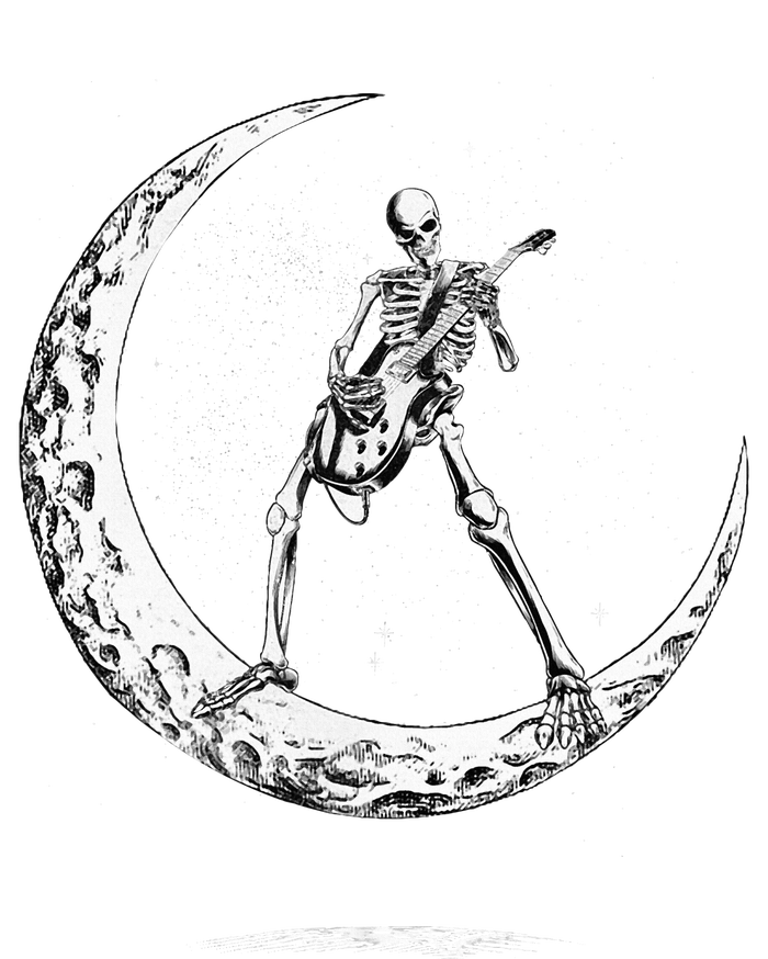 Rock On Skeleton Moon Rock And Roll Tall T-Shirt