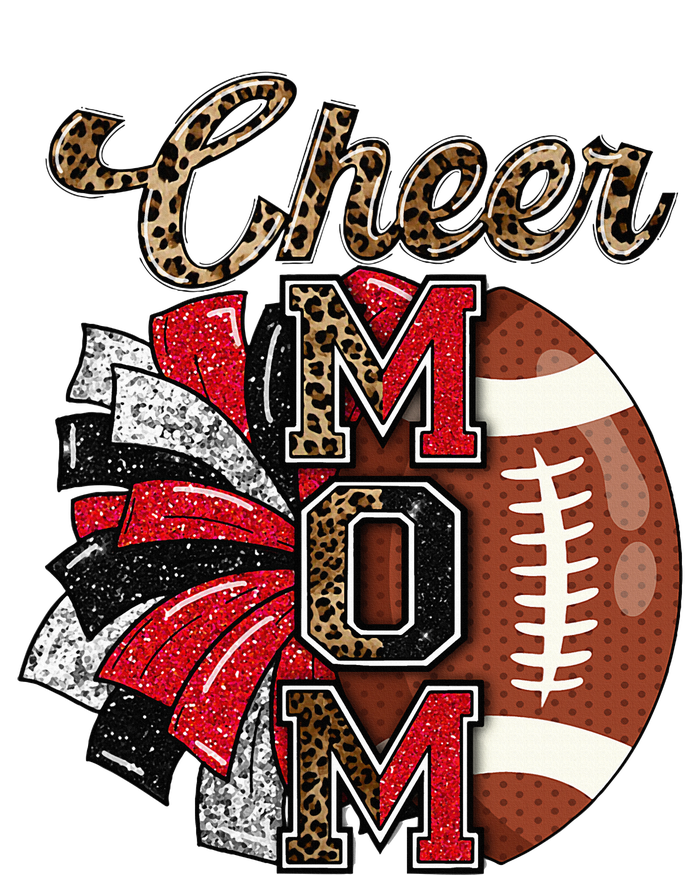 Football Cheer Mom Red Black Pom Leopard Tie-Dye T-Shirt