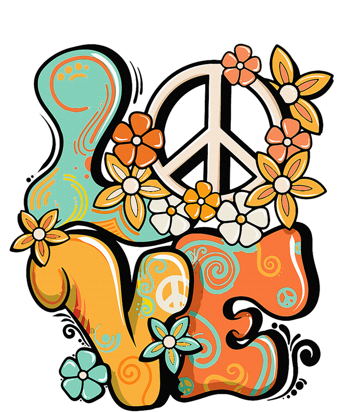 Peace Sign Love 60s 70s Costume Groovy Hippie Theme Party Women's V-Neck T-Shirt