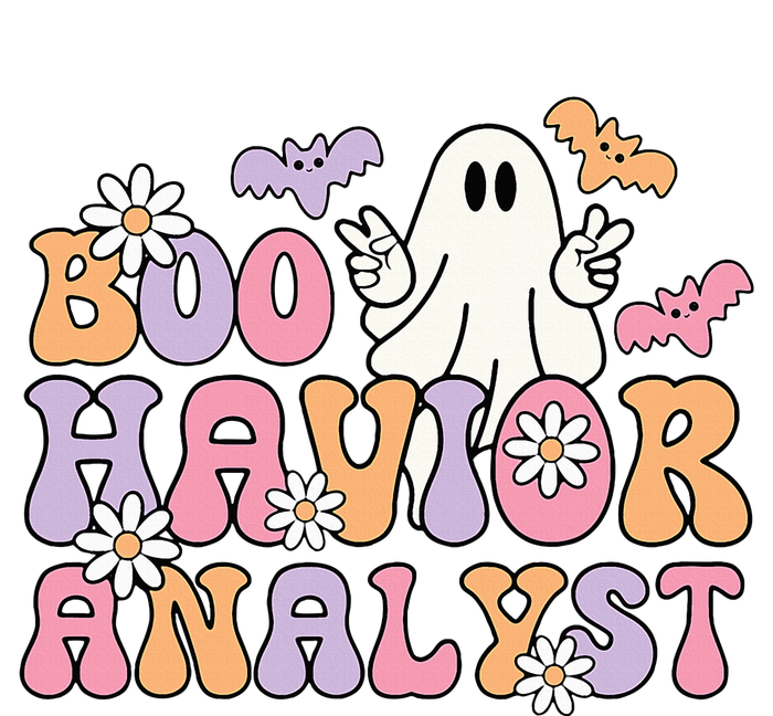 Retro Boo Havior Analyst ABA Therpist BCBA Halloween Ghost Striped Beanie with Solid Band