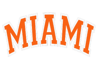 Miami Varsity Style Orange Text With White Outline Cooling Performance Crew T-Shirt